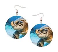 Big Sea Turtle Leather Round Earrings Daily Accessories Working At Work Women'S Fashion