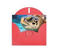 Big Sea Turtle Print Blank Cards and Envelopes 5" x 6" for Wedding Birthday Invitations and All Occasions