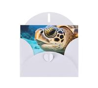 Big Sea Turtle Print Blank Cards and Envelopes 5" x 6" for Wedding Birthday Invitations and All Occasions
