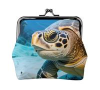 Big Sea Turtle print Coin Purse Small Change Purse Card Holder Coin Pouch Small Wallet for Women and Men, Black, One Size, Vintage