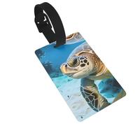 Big Sea Turtle Printed Small Luggage Tags Portable Bag ID Holders with Adjustable Strap for Travel Gear