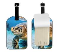 Big Sea Turtle Printed Suitcase Tag, Microfiber Leather Travel Shield, Secure Privacy Label, for Backpack ID