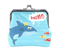 Big Shark Cartoon with Little Fishes Fashion Cute Classic Exquisite Buckle Mini Coin Purse Kiss-Lock Change Wallets for Women Girls