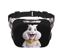 Big silly white rabbit Pattern trendy fashionable waist bag, unisex travel sports messenger bag