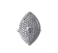 Big Silver Plated Vintage Rings Evil Eye for Women, Cocktail Rings, Horse Eye Cut Stone, Cubic Zirconia, CZ Eternity Promise Ring