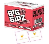 Big Sipz Strawberry Margarita 24 Pack | 200ml Ready to Drink Cocktail Cans | with 2 Celebration Spirits Beer Mats, Fruity Pre-Mixed Alcoholic Drink, Party Cocktail Bundle