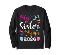 Big Sister Again 2026 Baby Announcement Baby Shower Kids Long Sleeve T-Shirt