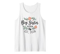 Big Sister Again Est 2026 Third Baby Announcement for Family Tank Top