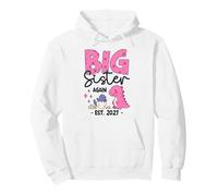Big Sister Again Est 2027 Funny 2nd Time Big Sister Dinosaur Pullover Hoodie