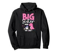Big Sister Again Est 2027 Funny 2nd Time Big Sister Dinosaur Pullover Hoodie