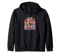 Big Sister Boss Gradient Typography Sisterhood Zip Hoodie