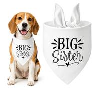 Big Sister Dog Bandana - Soft Polyester Pet Scarf & Dribble Bib for Medium & Small Dogs, Adjustable Knot for Gender Reveal Parties & Family Celebrations, Comfortable Fit & Breathable, White with Bold