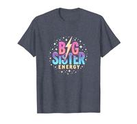 Big Sister Energy Sparkly Retro Text, Big Sisters for Girls T-Shirt, Men, Heather Blue, XL