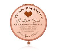 Big Sister Gift from Sister Brother, Sister Birthday Graduation Gift Ideas, Best Friend Friendship Gift Ideas for Women Engraved Personal Compact Mirror Rose Gold Travel Makeup Mirror for Sisters