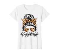 Big Sister Life Leopard Bow Messy Bun Sunglasses T-Shirt