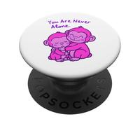 Big Sister Little Sister Hugging Pink Monkeys Sibling Design PopSockets Adhesive PopGrip