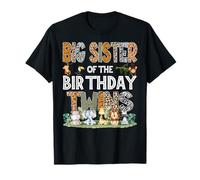 Big Sister of The Birthday Twins Safari Wild Zoo Animal T-Shirt