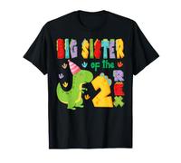 Big Sister of The Two Rex 2Nd Birthday Boy Dinosaur T-Rex T-Shirt