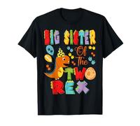 Big Sister of The Two Rex 2nd Birthday Boy Dinosaur T-Rex T-Shirt