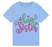 Big Sister T-Shirt for Girls - Adorable Colorful Heart Design for Toddler Girls, Kids, and Proud Sisters - Fun Family Reveal or Pregnancy Announcement Tee Sky Blue