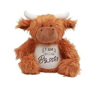 Big Sister Teddy Bear Gift - “I Am Going To Be A Big Sister” Printed Soft Toy | Cute Pregnancy Announcement Gift for Kids Girl | Baby Reveal Plush Toy | Soft Toys Teddy. (Highland Cow)