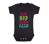 Big Sister to a Little Mister Sibling Baby Grow Vest, 0-3 Months, Black