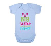 Big Sister to a Little Mister Sibling Baby Grow Vest, 6-12 Months, Pastel Blue