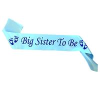 Big Sister to Be Sash Blue, Satin Baby Shower Decorations, Gifts for Her, Sashes Bundles Daddy - Big Sister - Grandma - Nanny - Auntie to Be Sashes, 3 Colours (Pink, Blue, White)