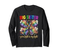 Big Sister Your Fight is My Fight Autism Awareness Bow Long Sleeve T-Shirt