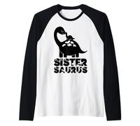Big Sistersaurus Dinosaur Little Sister Saurus Dino T Rex Raglan Baseball Tee
