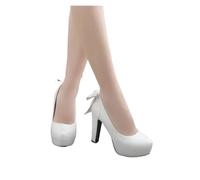 Big Size Ladies High Heels Women Shoes Woman Pumps Sweet Shallow Thick-Heeled Women's Shoes(White,3)