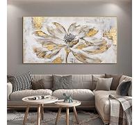 Big Size Oil Painting Flower Abstract Decor Picture Art on Canvas Modern House Decoration Art Stretched and Framed 70x143cm(27.56x56.3in) with Frame