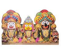 [Big Size] Vils Lord Puri Jagannath, Balram & Subhadra Divine Holy Blessing Wood and Plastic Statue/Photo Frame Cutout with Back Stand for Pooja/Gift (Size 4.5 inch X 8 inch)- Multicolor