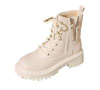 Big Size Women's Boots 2025 Autumn and Winter Warm Short Boots British Style Double Zip Boot Female Womens now Boot White