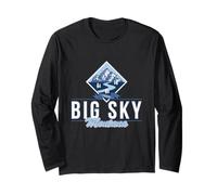 Big Sky Montana Retro Mountain River Vintage Skiing Hiking Long Sleeve T-Shirt