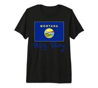 Big Sky Montana State Flag Souvenir Premium T-Shirt
