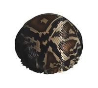 Big Snake Skin Print Shower Cap - Double Layer Breathable, Adjustable Elastic Strap, Durable Hotel Travel Essentials