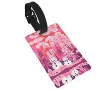 Big Snowman and Little Snowman Luggage Tags for Suitcases, PVC Suitcase Tag with Secure Strap Suitcase Identifier with Privacy Name Card for Travel Bag Tags Personalized Baggage Tag for Women Men