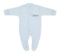 Big Softies Baby Girl Boy Personalised Sleepsuit Romper Embroidered Name White Blue Pink (Blue, 6-9 Months)