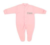 Big Softies Baby Girl Boy Personalised Sleepsuit Romper Embroidered Name White Blue Pink (Pink, 6-9 Months)