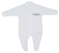 Big Softies Baby Girl Boy Personalised Sleepsuit Romper Embroidered Name White Blue Pink (White, 6-9 Months)