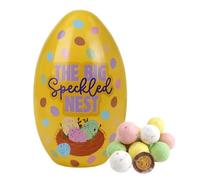 Big Speckled Easter Chocolate Egg Filled Tin 250g - Reusable Easter Egg Gift Tin with Assorted Sweets & Chocolates - Large Decorative Egg Hunt Treat Gift for Kids