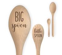 Big Spoon Little Spoon Gift Idea | Set of 2 Wooden Engraved Spoons | Wooden 5th Anniversary/Wedding/Valentines/Christmas/New Home Baking Gift for Him/Her Boyfriend/Girlfriend