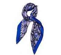 Big Square Scarf Women 70cm x 70cm Large For Hair Silk - Blue Neon Snake