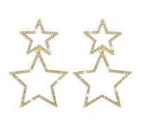 Big Star Earring for Women Double Rhinestone Sparkle Star Drop Dangle Stud Earrings Valentine's Day Xmas Gift, Zinc, No Gemstone