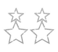 Big Star Earring for Women Double Rhinestone Sparkle Star Drop Dangle Stud Earrings Valentine's Day Xmas Gift, Zinc, No Gemstone