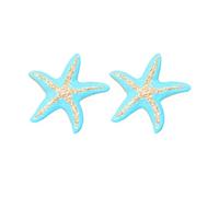 Big Starfish Statement Earrings for Women Gilrs Gold Plated Blue Exaggerated Sea Starfish Studs Earring Bohemian Large Sequins Fashion Beach Ear Piercing Studs Casual Accessories Lightweight Jewelry