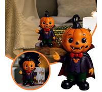 Big Statues Pumpkin Resin Statue 8 Inch, Cute Resin Halloween Figurine with Pumpkin, Fall Garden Figurine for Party, Bookshelf, Indoor, Patio Festival Autumn Holiday, Happy Christmas (Orange, 10cm)