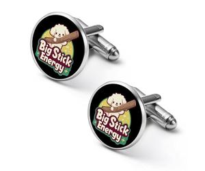 Big Stick Energy Men's Cufflinks Tuxedo Cuff Links Shirt Tie Decor for Business Weddings