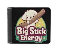 Big Stick Energy Men's Leather Wallet Bifold Purse Card Holder Slim Money Clip Single-Sided Print
